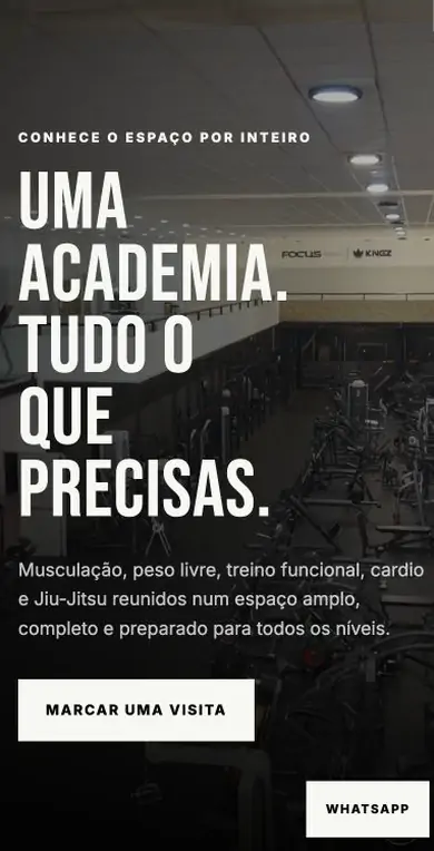 Versão mobile do website Academia Workout