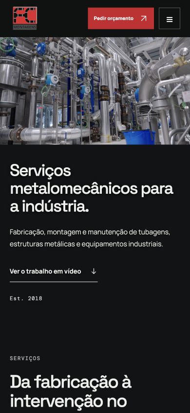 Website da FC Montagens em mobile